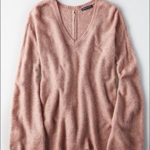 American Eagle Pink V-Neck Sweater
